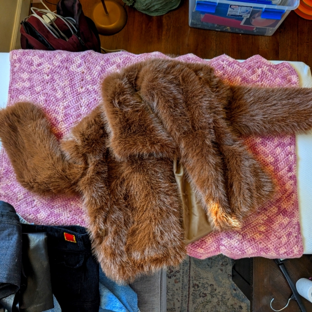 Faux Fur Brown Jacket - Small